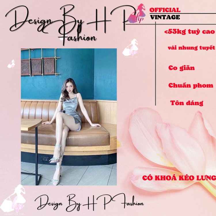 Váy đầm nữ 2 dây ôm body cực sang chảnh nhung mềm mịn hở lưng có mút ngực xẻ tà ngắn- VD06.