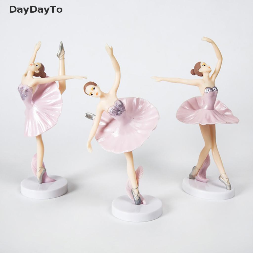 Bộ 3 Phụ Kiện Trang Trí Bánh Kem Hình Bé Gái Múa Ba Lê Dễ Thương