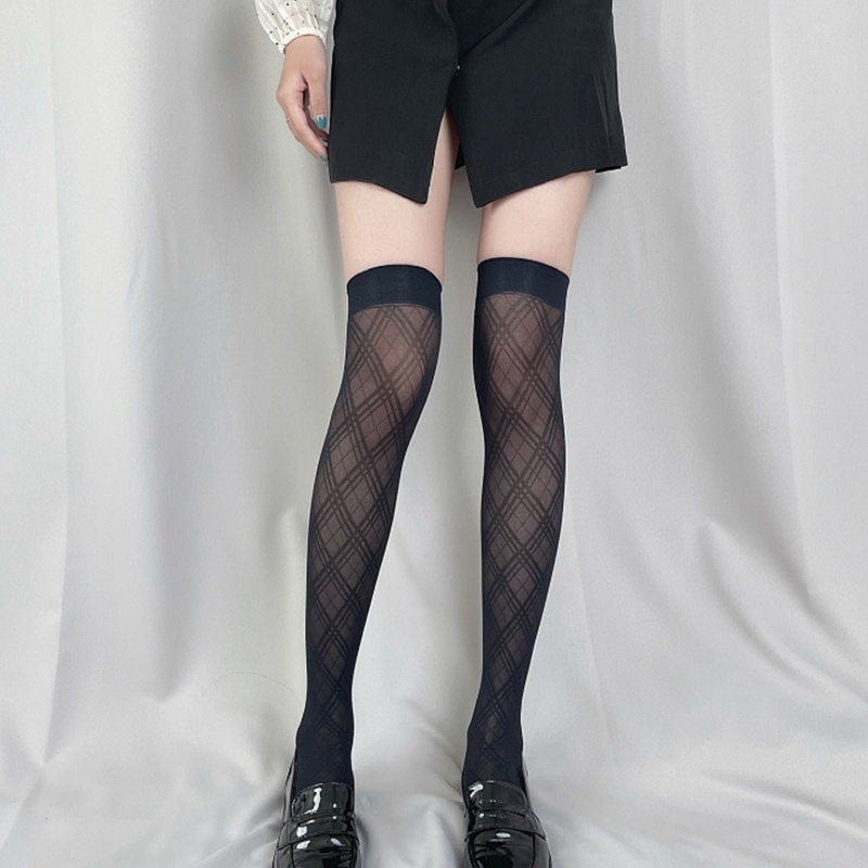 Vớ Dài Qua Gối Họa Tiết Sọc Caro Phong Cách Lolita Nhật Bản Cho Nữ