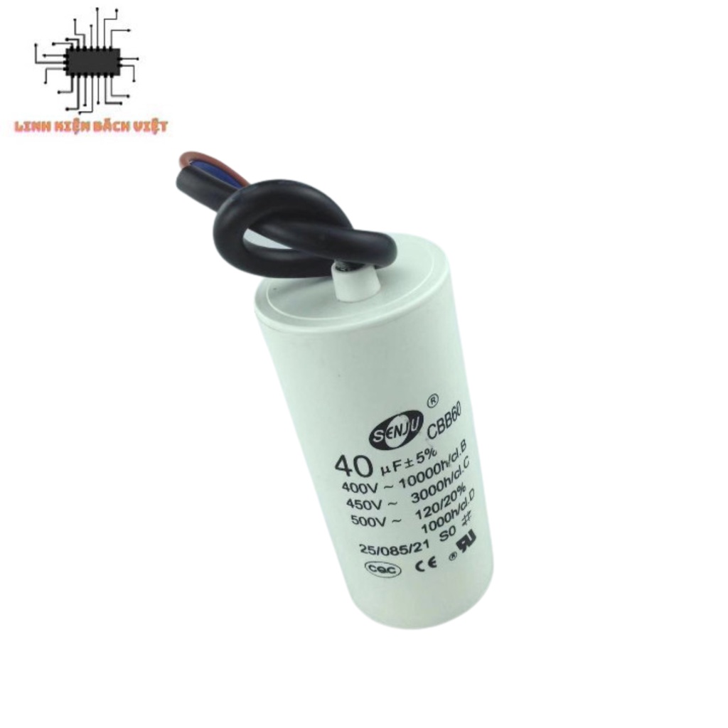 Tụ khởi động 40uF 450V CBB60 SENJU trắng