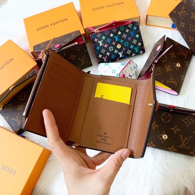 Ví gập mini bông nâu hàng fullbox