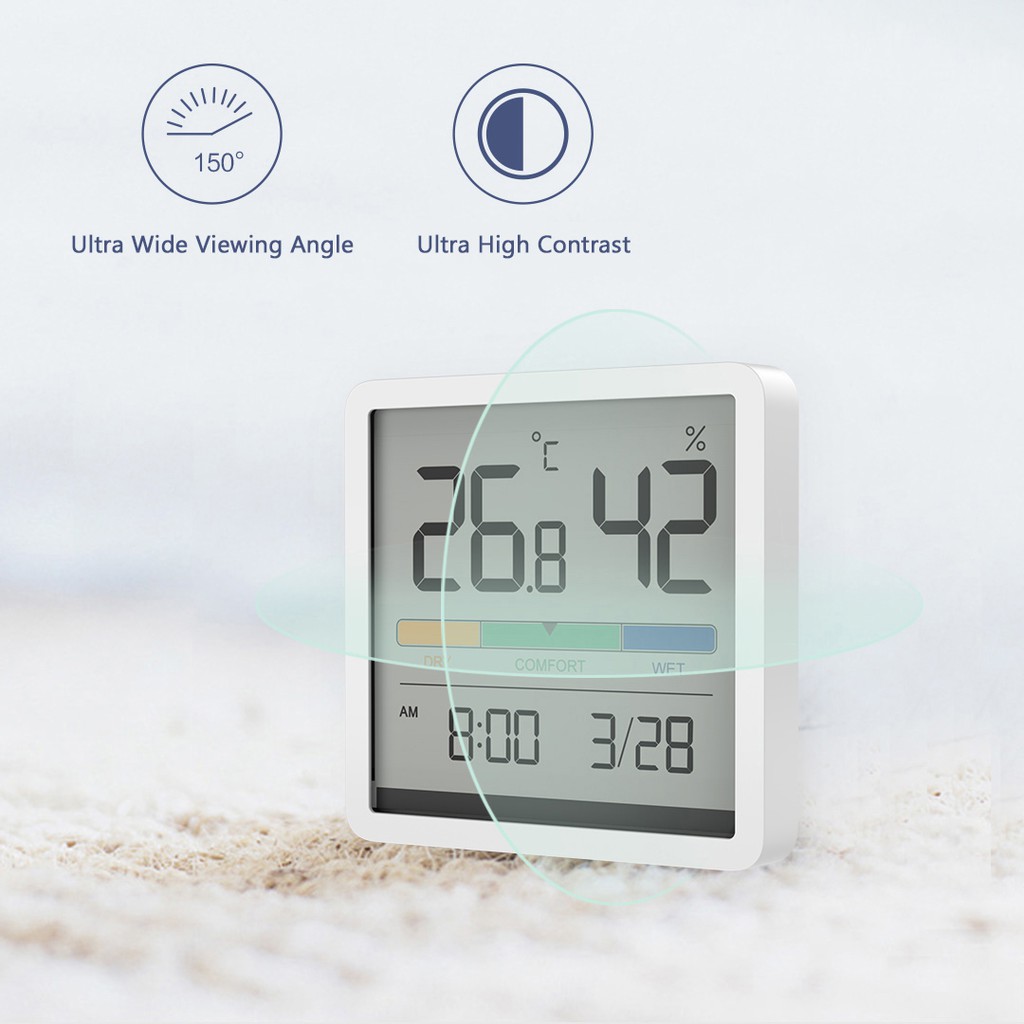 Xiaomi Youpin Đồng Hồ Đo Nhiệt Độ Và Độ Ẩm Không Ồn 3.34 Inch Với Màn Hình LCD Lớn