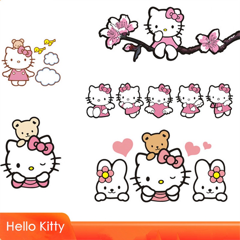 Miếng Dán Trang Trí Xe Hơi Hình Hello Kitty Series 03 Phản Quang Sáng Tạo