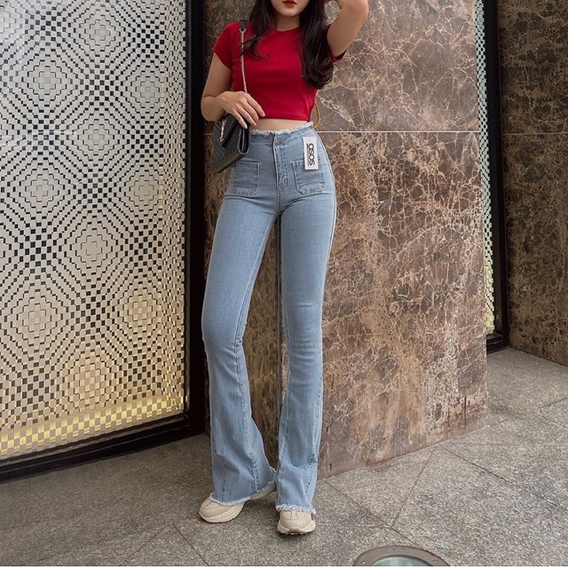 Quần loe tuid trước , quần loe jeans , quần ống loe jeans vnxk