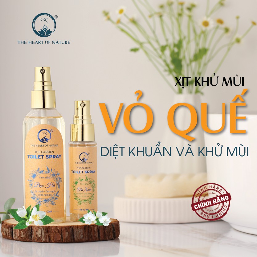 Xịt phòng khử mùi tinh dầu quế PK - khử mùi, diệt khuẩn, hoàn toàn từ thiên nhiên 30/100ml