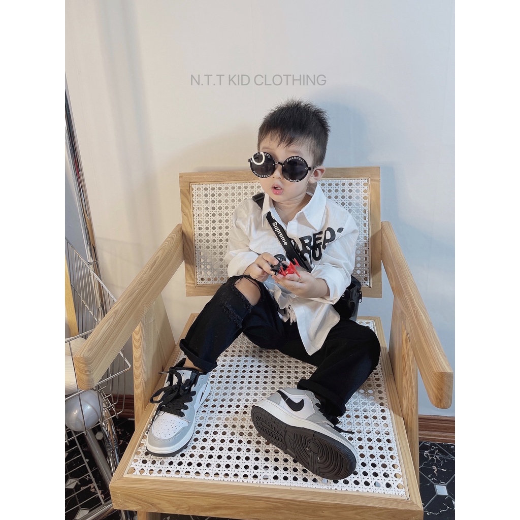 8/30kg SÉT SƠ MI 3CT KÈM TÚI DA XỊN XÒ BÉ TRAI BÉ GÁI DÀI TAY THU ĐÔNG