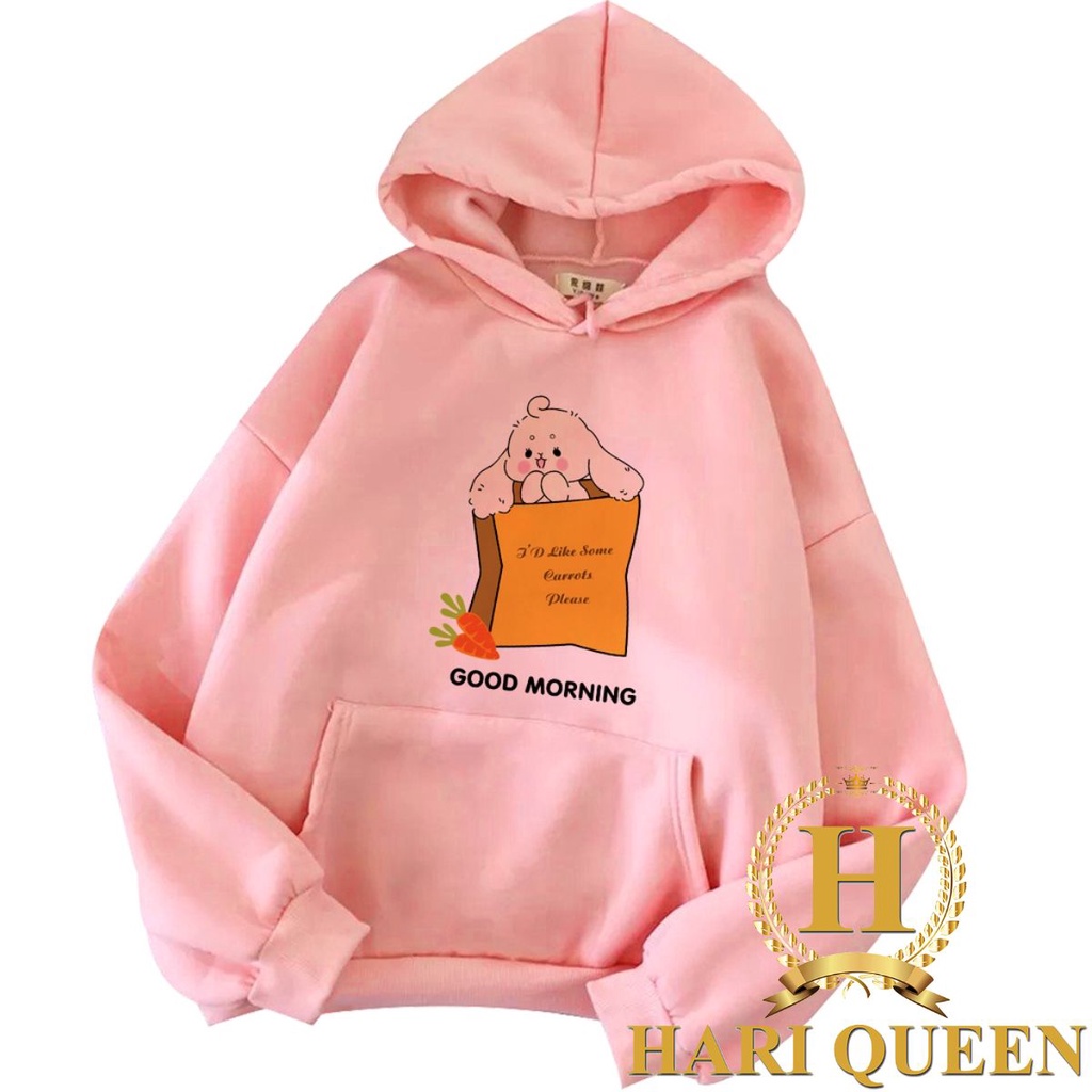 Áo Hoodie Thỏ Túi Cà Rốt Good Morning HARIQUEEN