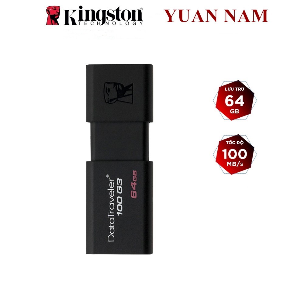 USB Kingston DT100G3 128GB/64GB 3.0 nắp trượt tốc độ upto 100MB/s
