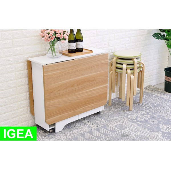 [Mã SKAMA8 giảm 8% đơn 300K] Bàn ăn Gỗ IGA( 75*80*142) thông minh hiện đại gấp gọn có bánh xe- BATM5