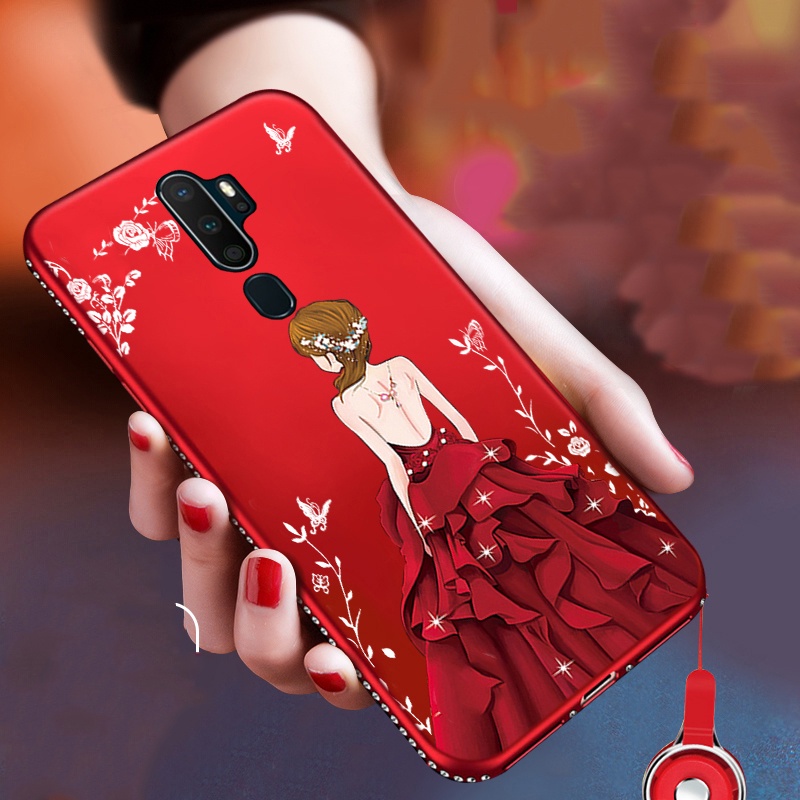 ỐP ĐÍNH ĐÁ OPPO A5 2020, A9 2020 HÌNH CÔ GÁI CAO CẤP ( Tặng Kèm Dây Đeo)