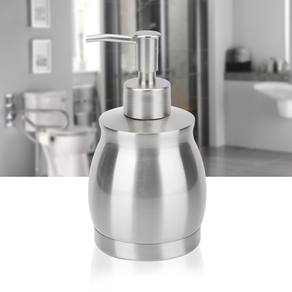 Allinit Multifunctional Bathroom Manual Press-Type Stainless Steel Emulsion Bottle Soap Dispenser 390ml