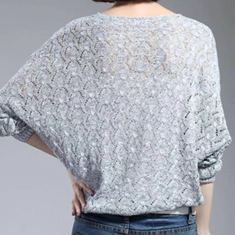 Áo Sweater tay cánh dơi cổ chữ V thiết kế mới thời trang dành cho nữ