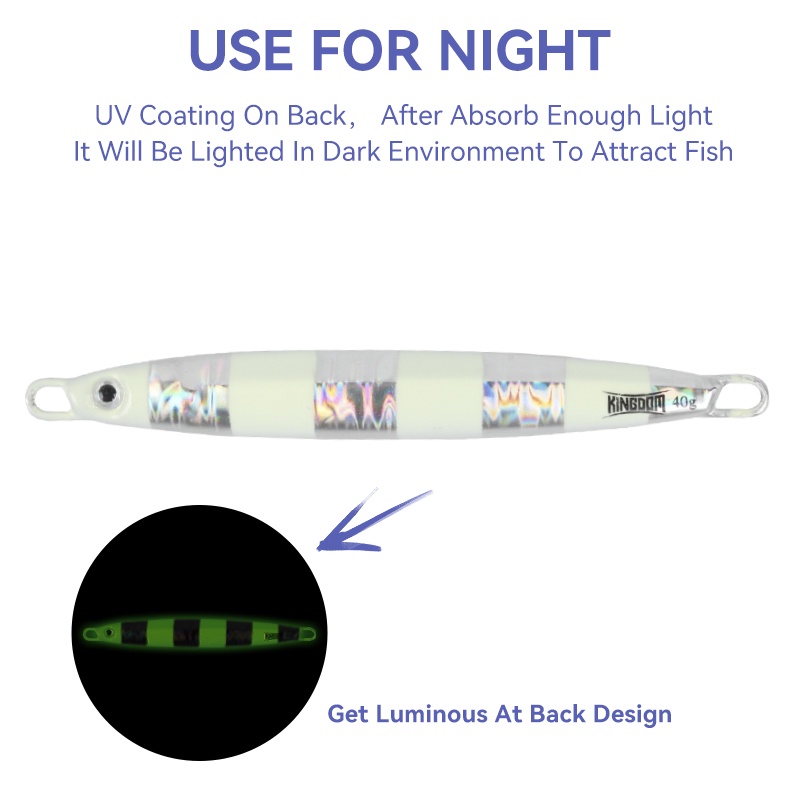 Mồi câu cá nhân tạo KINGDOM bằng kim loại 80mm 40g 90mm 60g có mắt 3D