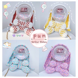 (CÓ SĂN) Nguyên liệu túi tự đan đeo chéo thỏ tai dài trong suốt theo #trend #tiktok Trung Quốc #handmade
