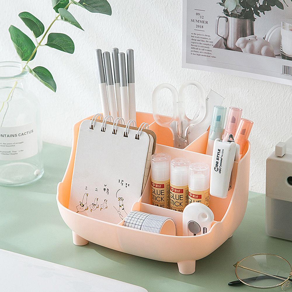 Hộp Đựng Bút/ Đồ Trang Điểm Để Bàn Bằng Nhựa 6 Ngăn Màu Sắc Đa Năng Tiện Dụng