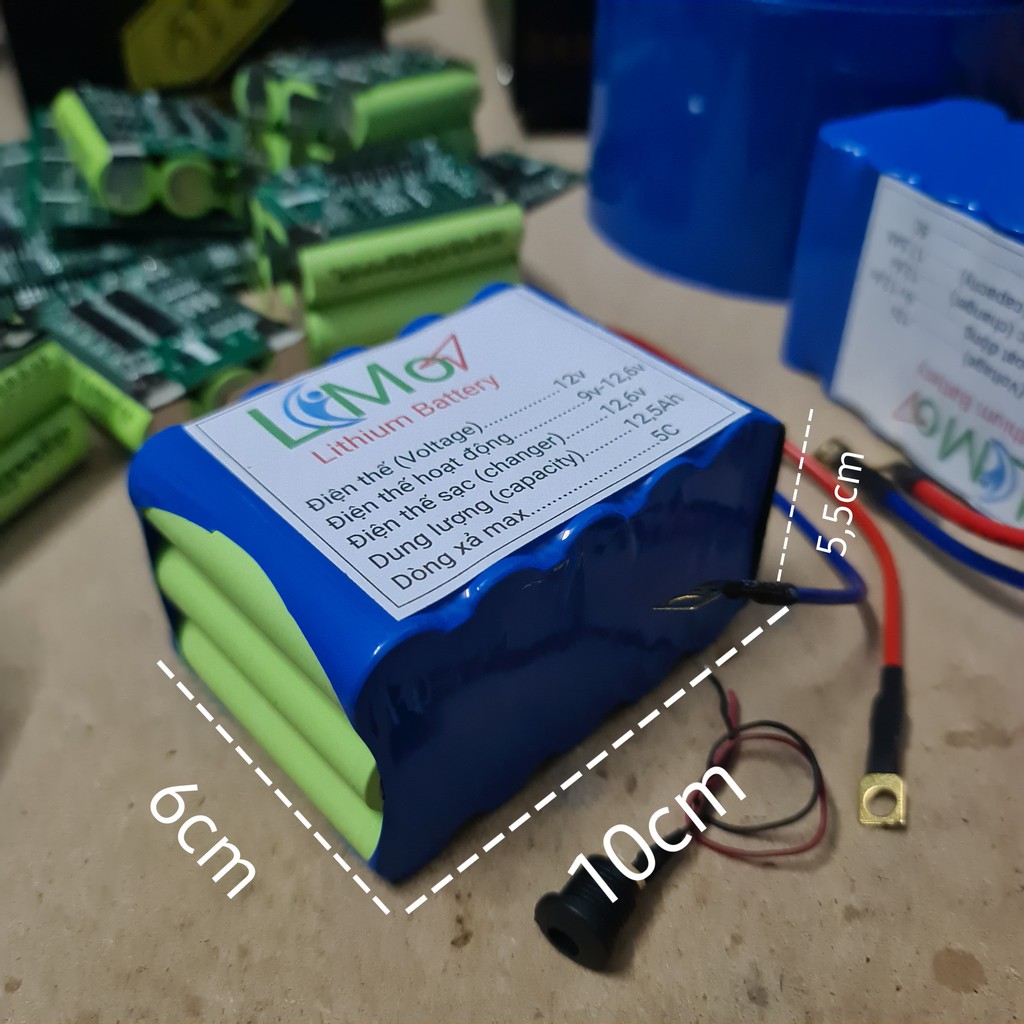 LIMO - Khối pin 3S 12,6v - 12,5Ah . Tặng kèm sạc siêu nhanh Lithium 12,6v