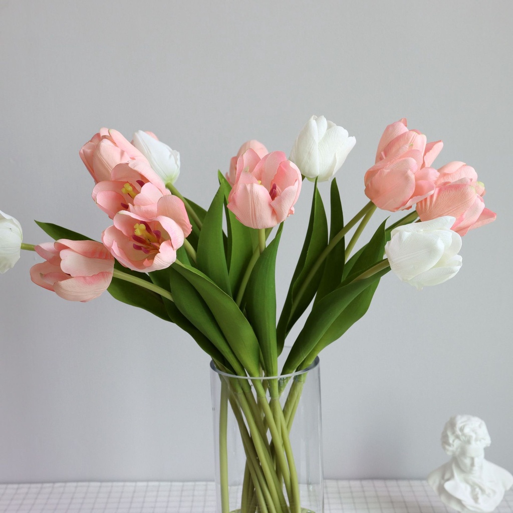 5pcs 1 bó hoa tulip giả hoa giả Dùng Trang Trí bông hoa giả để bàn hoa giả cao cấp hoa gia hoa giả chụp ảnh trang trí nhà hoa giả decor