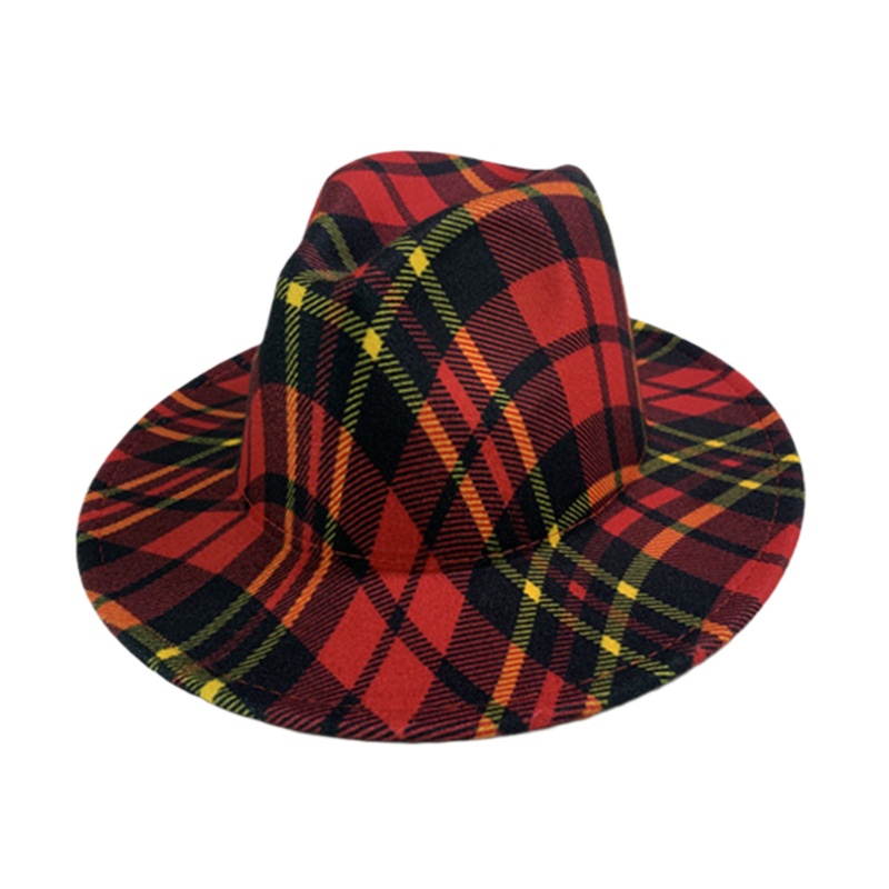 Mũ Fedora Rộng Vành Họa Tiết Caro Thời Trang Cho Nữ