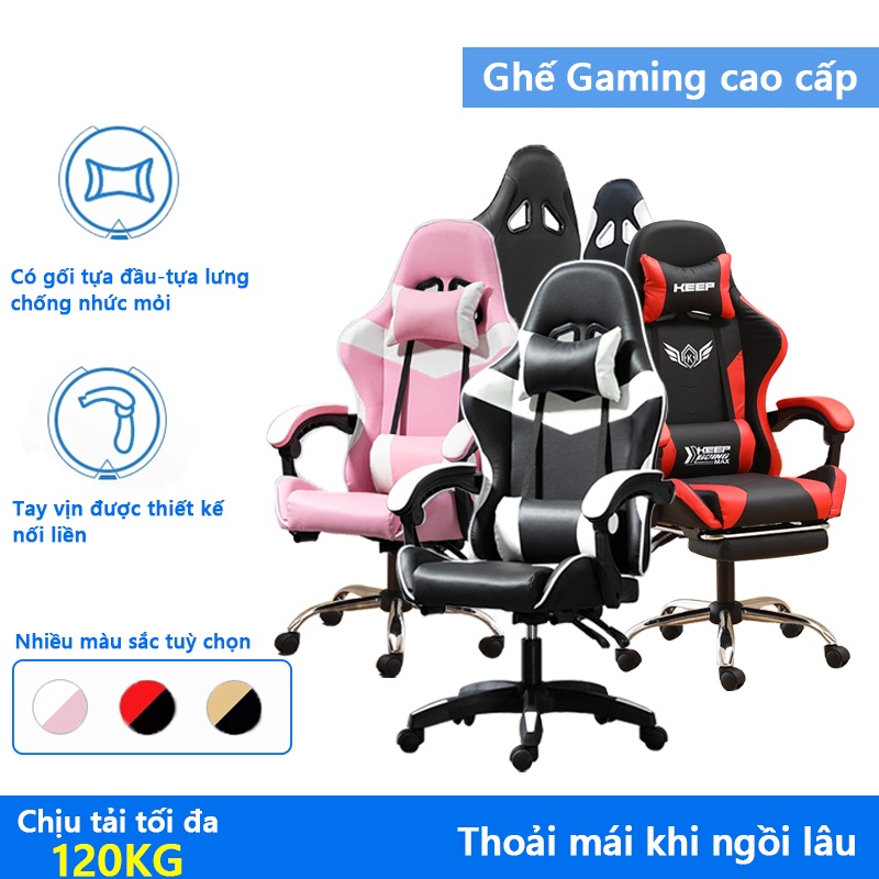 Ghế gaming xoay cao cấp đa năng có kèm gối tựa lưng