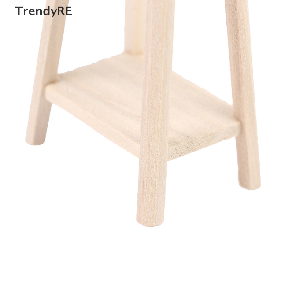 Trendy 1:12 Dollhouse Miniature Wooden Bonsai Stool Chair Model Furniture Accessories RE