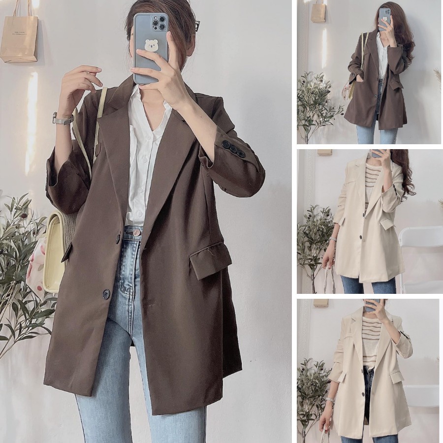 Áo Blazer 2 lớp 4 cúc mẫu mới Áo Blazer nữ khoác ngoài