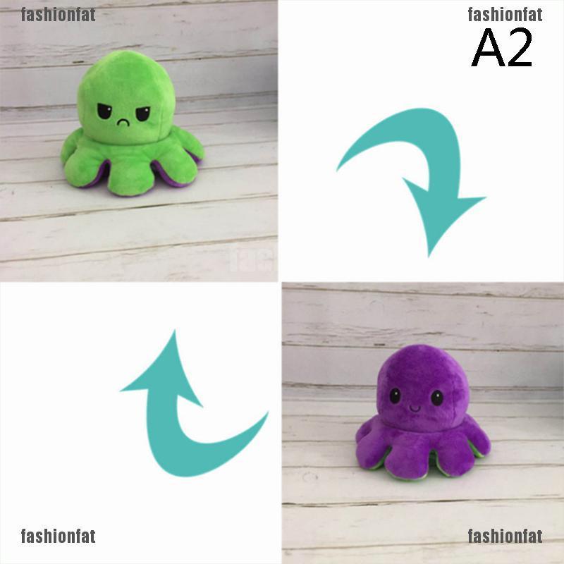 [Iron] Cute Simulation Reversible Octopus Doll Double-sided Flip Plush Toy Kids Gift