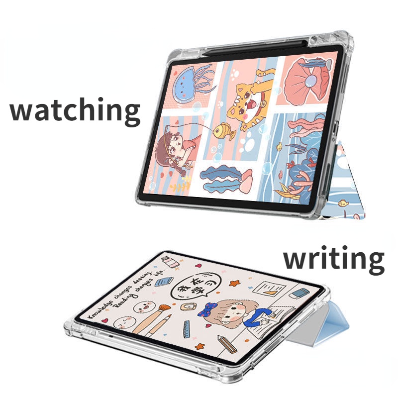 Bao Da Máy Tính Bảng Silicon Siêu Mỏng Gấp Ba Kiêm Giá Đỡ Có Ngăn Đựng Bút Cho Xiaomi Pad 5 Pro Case 11 Inch Mipad 5