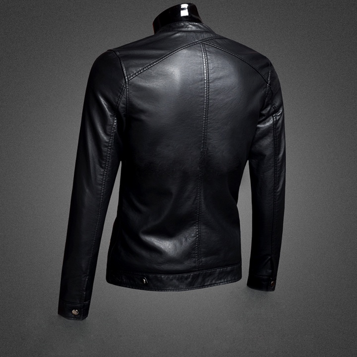 Áo khoác da nam lót dù cao cấp phối túi kéo thời trang form trẻ trung-Da01