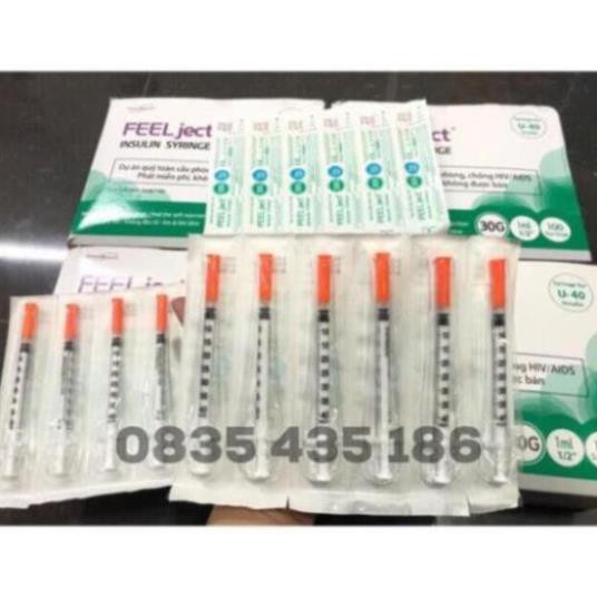 100 Bơm kim tiêm thẩm mỹ 1cc FEEL JECT (40 đơn vị)-Kim tiêm tiểu đường