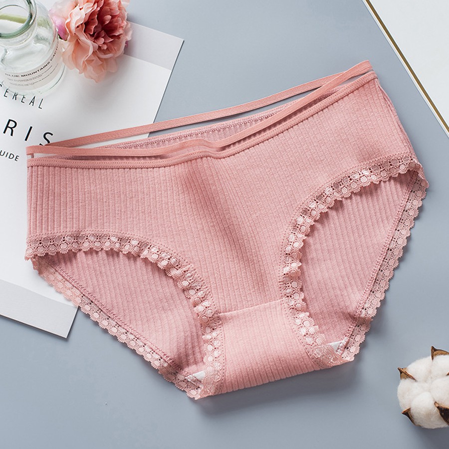 Combo 5 quần lót nữ gân tăm, 5 màu, chất liệu cotton thấm hút mồ hô