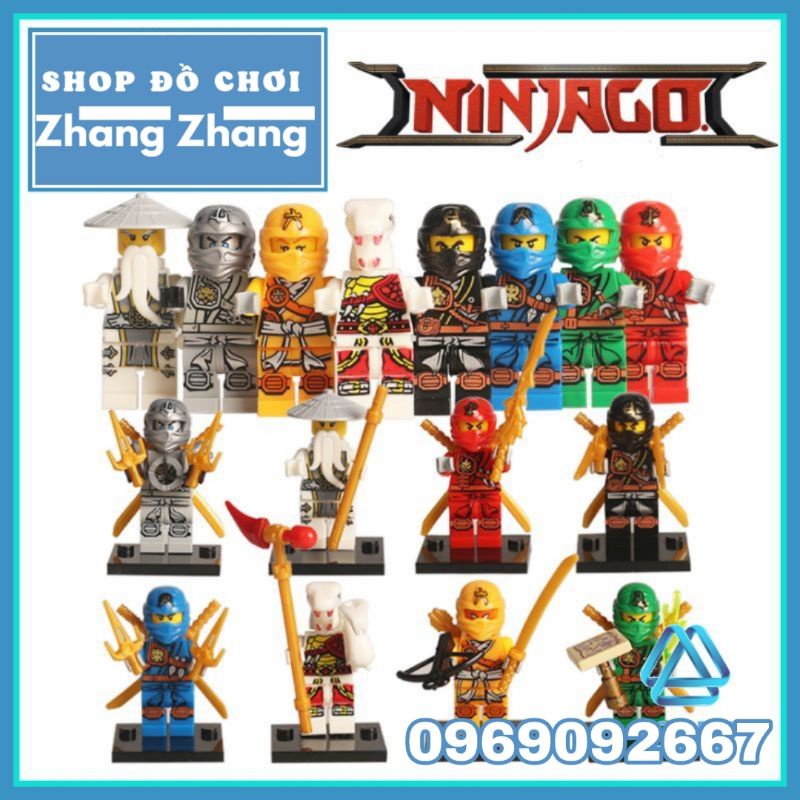 Đồ chơi Xếp hình Ninjago gồm WO - Zane - Golden Ninja - Pythor - Cole - Jay - Lloyd - Kai Minifigures JR747