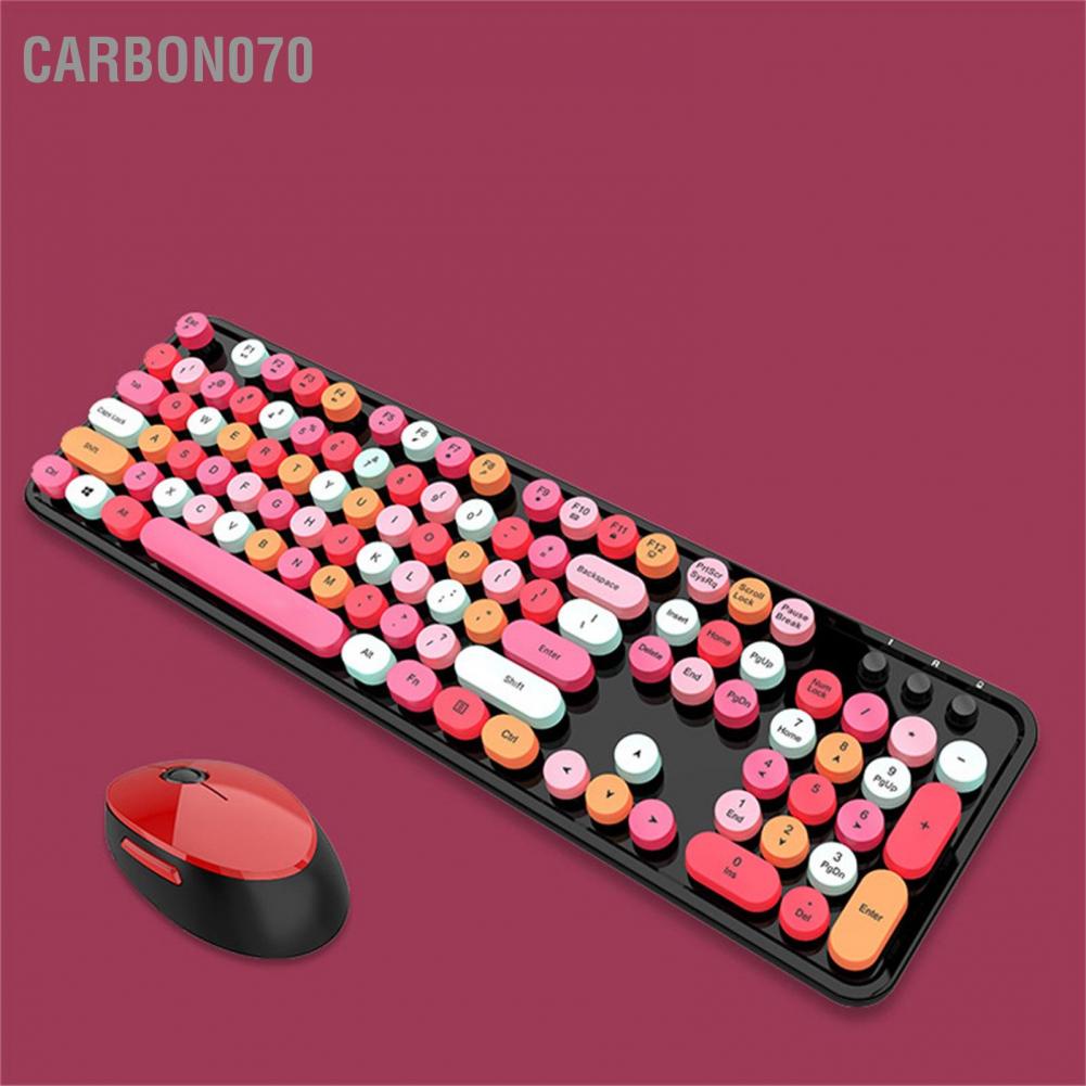 Carbon070 Bàn phím không dây Chuột được mở rộng đầy màu sắc Cô gái chơi game Punk Bộ bàn chuột văn phòng