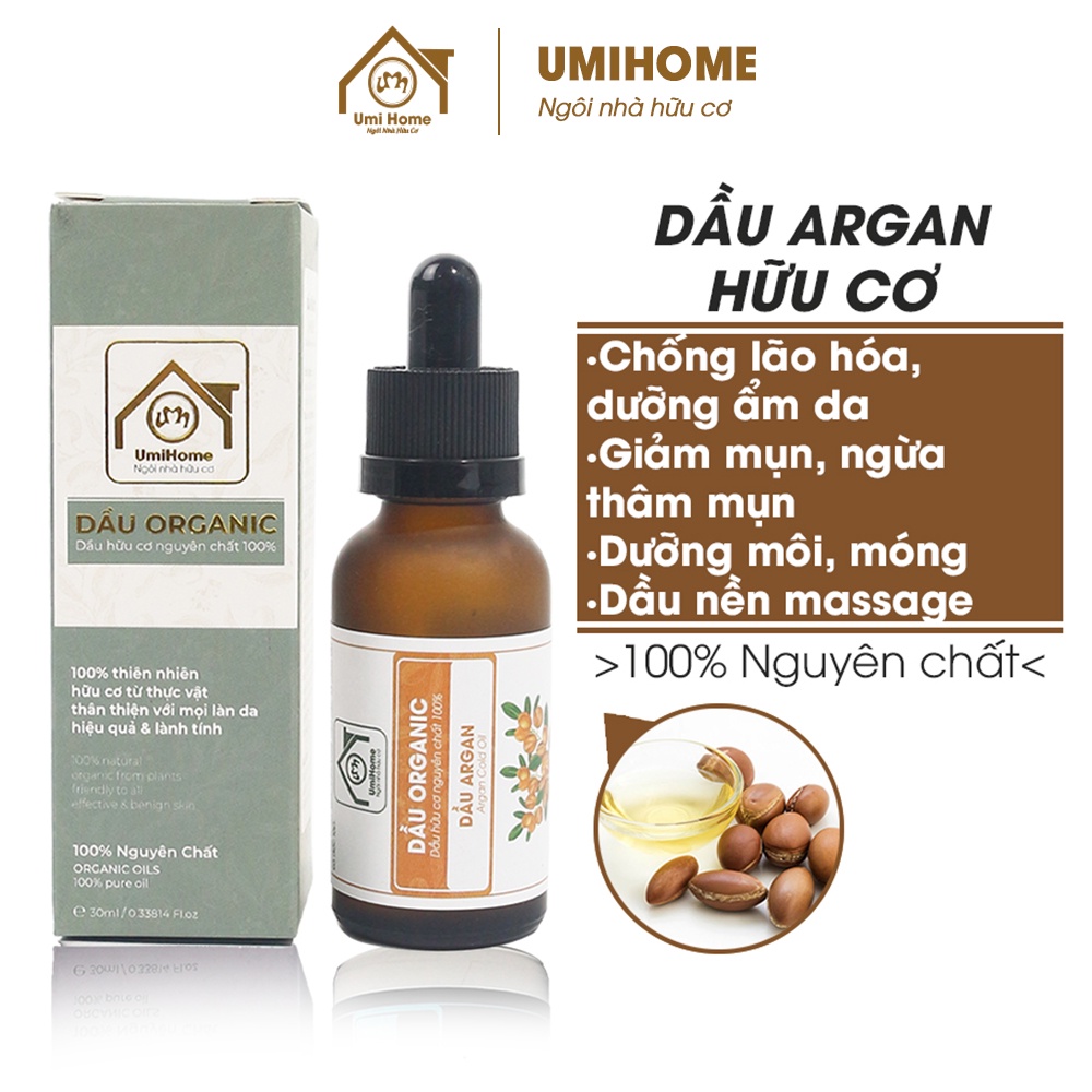 Dầu Argan UMIHOME nguyên chất chống lão hóa, dưỡng ẩm, giảm mụn, ngừa thâm và dưỡng môi hiệu quả 30ml