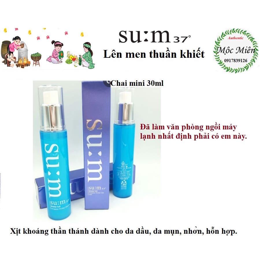 Xịt khoáng Sum xanh cấp nước khuyên dùng da dầu, da hỗn hợp, da mụn Su:m37 Water-full Timeless Water Gel Mist 30ml