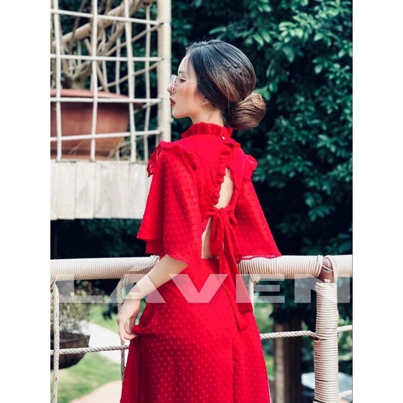 ĐẦM BI CỘT NƠ LƯNG TRẮNG - ĐEN - ĐỎ | BigBuy360 - bigbuy360.vn