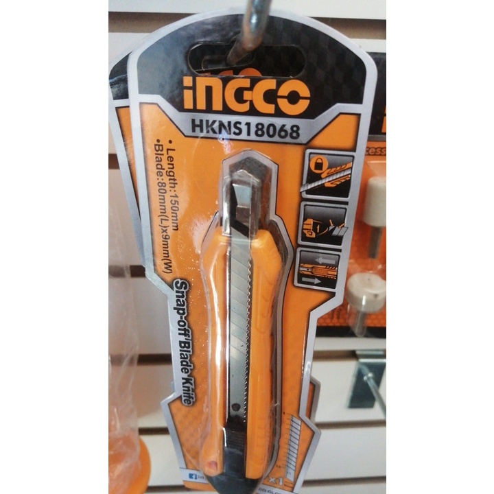 Dao rọc giấy INGCO HKNS18068 dao cắt giấy có chiều dài 150mm, kích thước lưỡi 9mmx80mm sắc bén, nhỏ gọn, độ bền cao