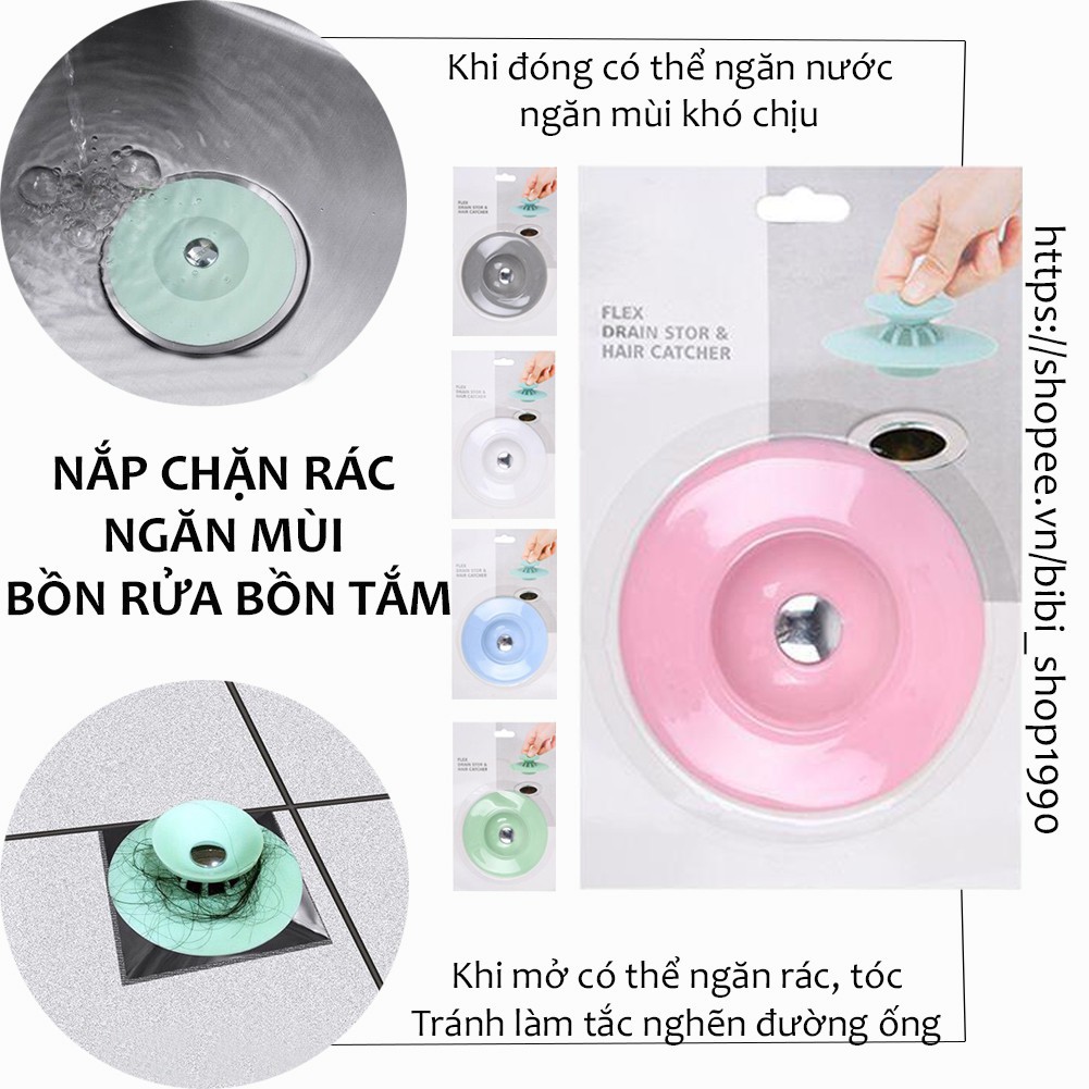 Nắp chặn rác ngăn mùi thông minh, chặn rác silicon dùng cho nhà tắm+ bồn rửa tay+ bồn rửa bát