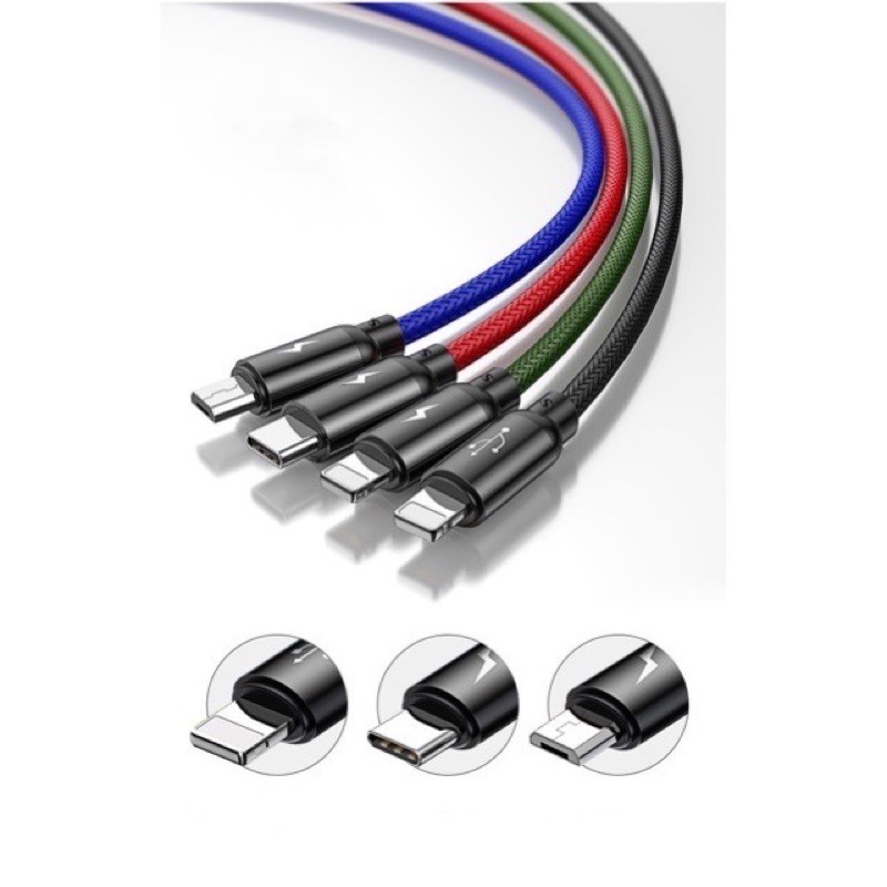 ✔️Chính Hãng ✔️Cáp sạc Nhanh 4in1 Baseus 4 đầu Rapid 3.5A cho IPhone Samsung oppo Xiaomi