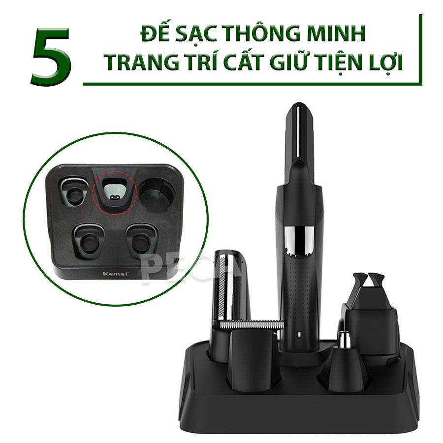 Tông đơ đa năng 4in1 KEMEI KM-5029 nhiều đầu thay thế chuyên dụng cắt tóc, cạo râu, cạo lông toàn thân, lông chân mày, t