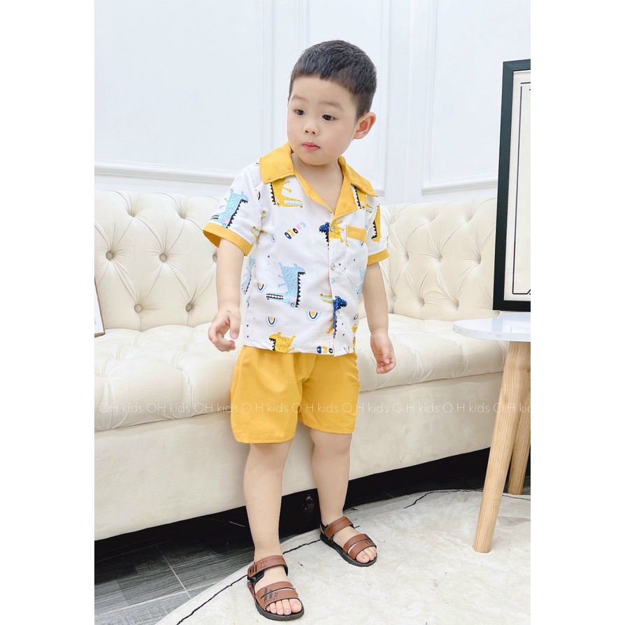 Bộ pijama cộc tay hình khủng long cho bé trai