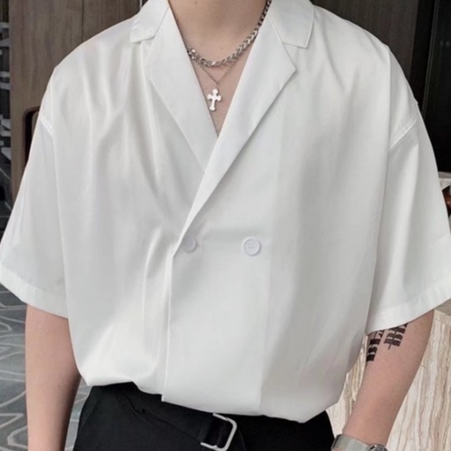 Áo Sơ Mi Ngắn Tay Màu Sắc Đơn Giản Phong Cách Hàn Quốc Cho Nam Giới Simple Fashion lụa áo nam đẹp phong cách kinh doanh Bigsize áo sơ mi nam form rộng