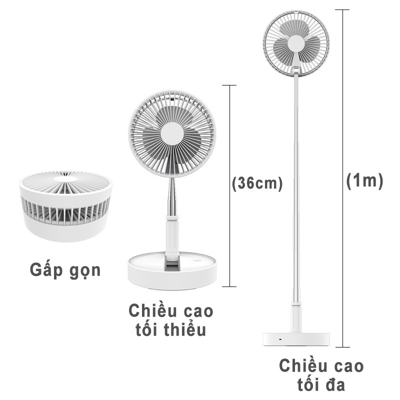 [Pin 7200mAh] Quạt Tích Điện Đa Năng Chạy 6 Tiếng Liên Tục, Sạc Đầy 8 Tiến, BH Chính Hãng 1 Năm - Labaha Shop