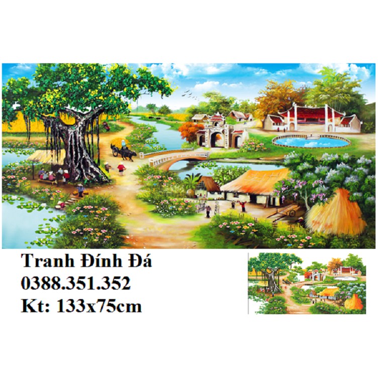Tranh đính đá Đầu Làng 133X75cm