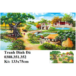 Tranh đính đá Đầu Làng 133X75cm