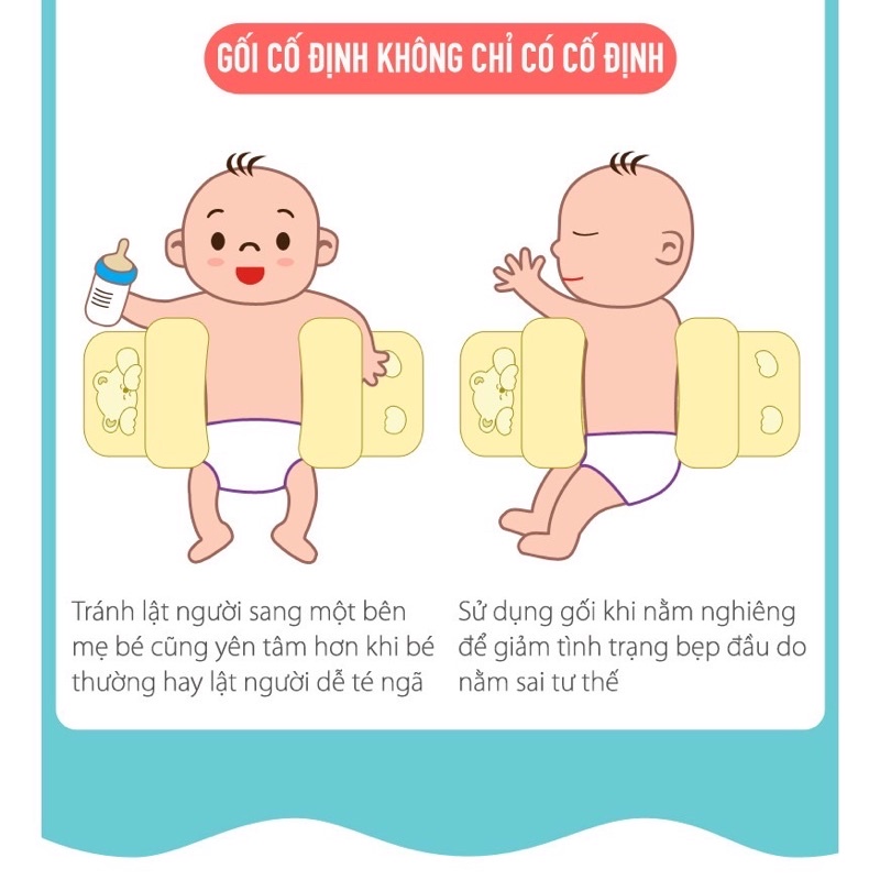 GỐI ĐỊNH HÌNH ĐẦU THÔNG MINH CHỐNG MÉO ĐẦU - BẸT GÁY cho trẻ sơ sinh