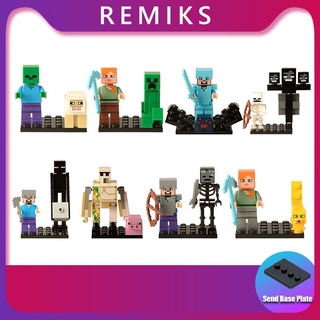 Mô Hình Lắp Ráp Nhân Vật Game Minecraft Cho Trẻ Em Alex Steve Zombie Skeleton Creeper X0127