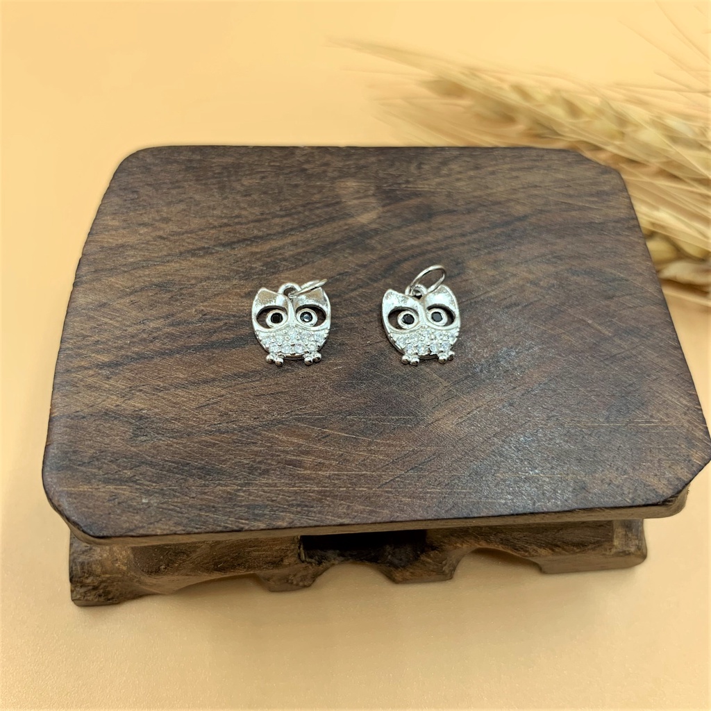 Charm treo hình cú đêm đính đá - Charm Bạc 925 - Mã CA625
