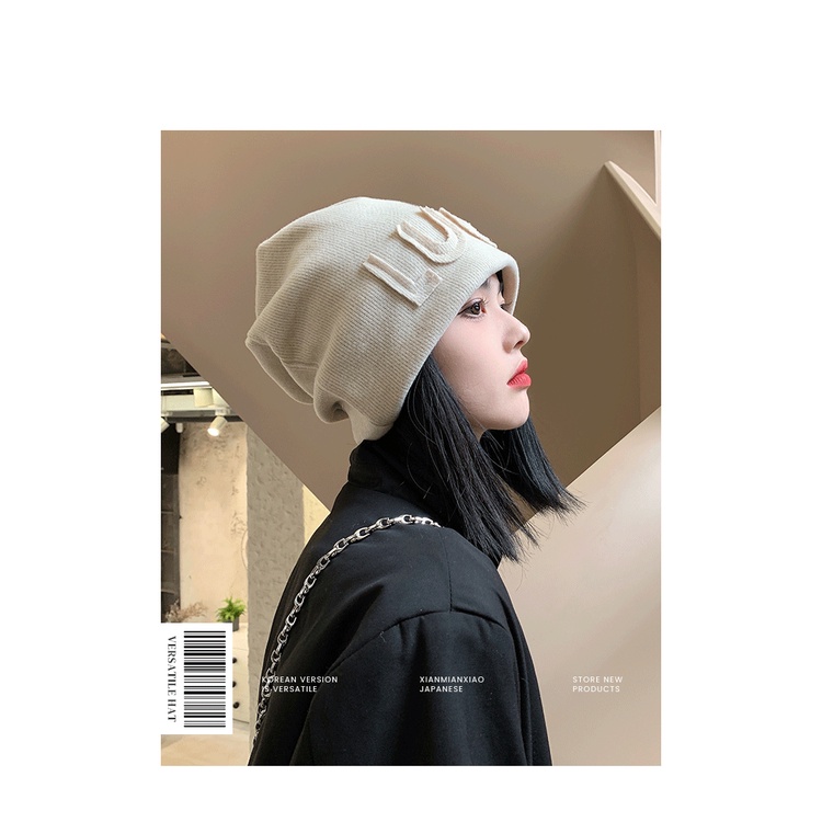 Mũ trùm đầu dệt kim phong cách Nhật Bản thời trang cho nữ
