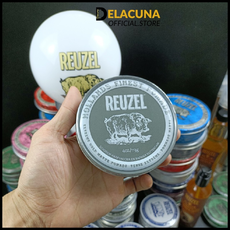 Sáp vuốt tóc nam Reuzel Extreme Hold Pomade chính hãng cao cấp Delacuna RX01