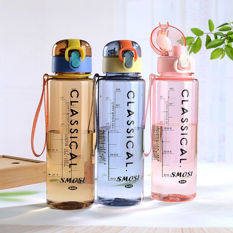 Bình đựng nước nhựa Classical 800ml có quai xách, Bình nước detox có lõi lọc pha trà